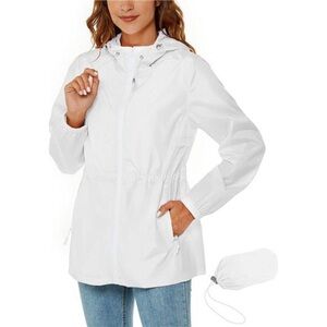 Womens Raincoat Waterproof Rain Jacket Lightweight Packable Hooded Rain